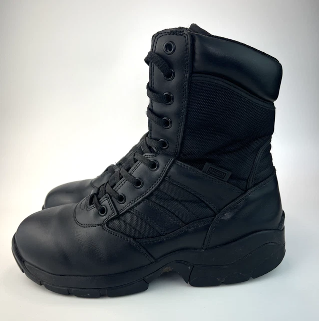 Magnum Men's Panther 8.0 Side Zip Tactical Boots – Soft Toe, Black Leather, Police/SWAT Combat Style