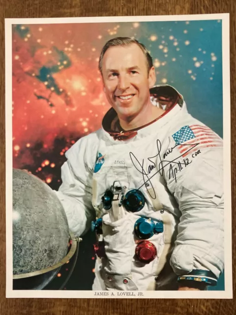 Jim Lovell Apollo 13 Signed 8 x 10 White Spacesuit Litho *Zarelli Space LOA*