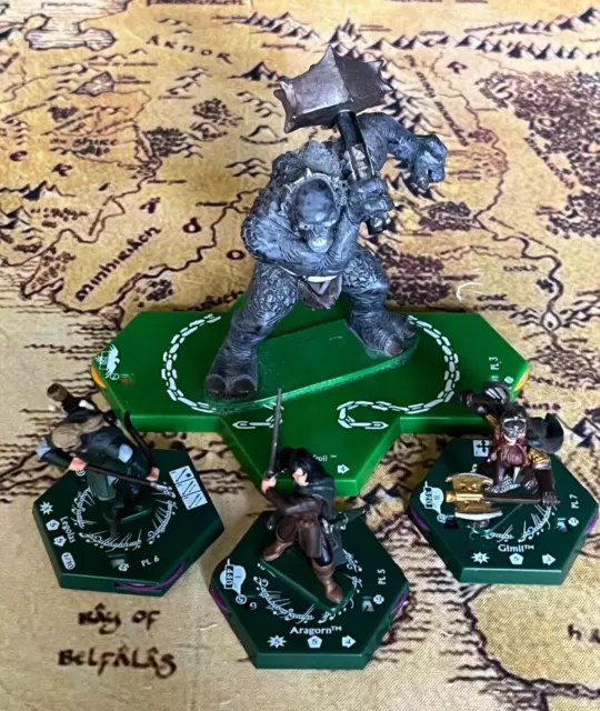 Cave Troll, Aragorn, Gimli, Legolas Lord of the Rings Combat Hex Premium