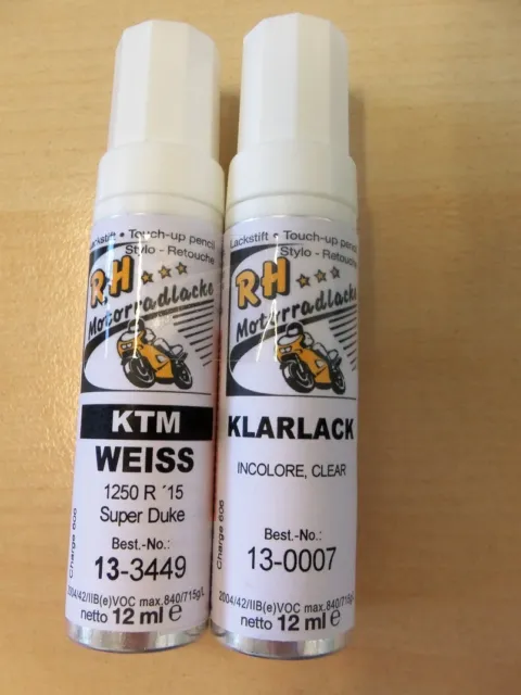 620,80€/l Crayon Peinture RH - Lot KTM Blanc 1290R Super Duke 2015 2 x 12 ml