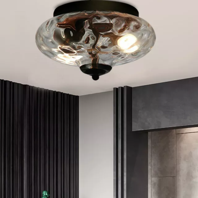 Modern Flush Mount Ceiling Light Oval Pineapple Crystal Glass Shade Lamp Fixture 2