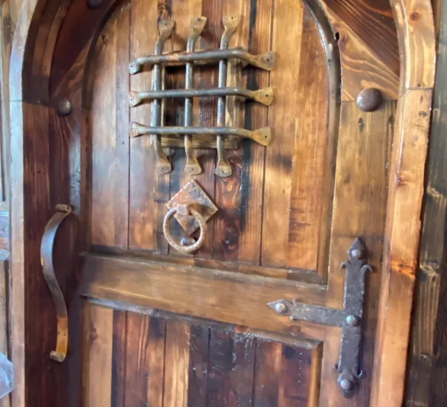 Rustic reclaimed lumber arched door solid wood storybook castle winery speakeasy 6