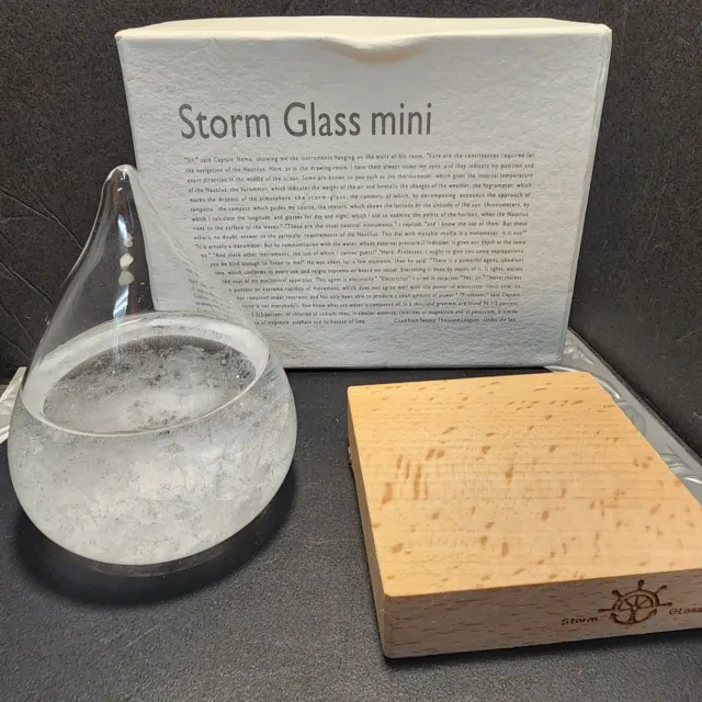 Storm Glass Weather Station Weather Predictor Barometer Bottle with Wood Small