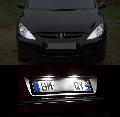 2 ampoules à LED blanc  veilleuses +  feu de plaque pour Peugeot 307