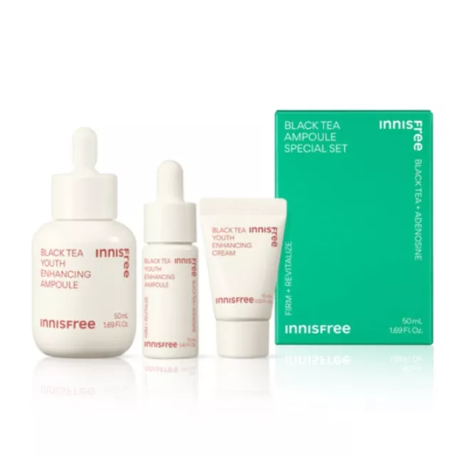 Innisfree Black Tea Youth Enhancing Ampoule 50ml SET (3 Items) K-Beauty