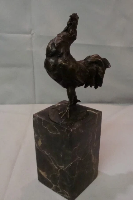 Estatua Gallo Pájaro Fauna Art Deco Estilo Art Nouveau Estilo Bronce sólido Firm 2