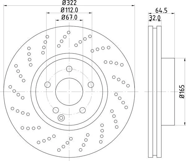 Mintex Brake Discs Pair V 322:5 Front 322mm For Mercedes-Benz MDC2053