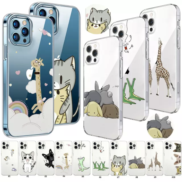 Cute Animal Printed Silicone Case Cover For iPhone 15 14 Pro Max 13 12 11 XR SE