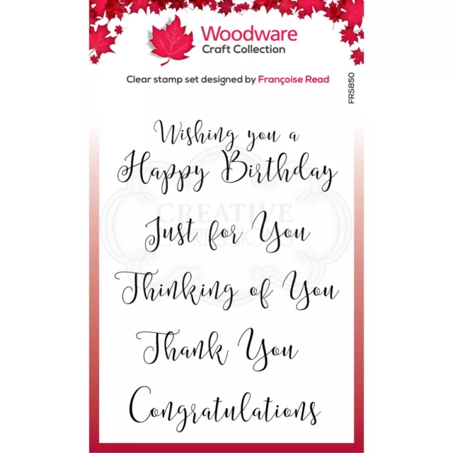 Woodware Curly Greetings 5 Piece Clear Stamp Set Thank You Birthday Card Making