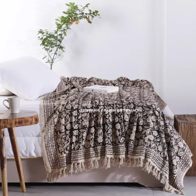 Black Beige King Size Throw Blanket Bohemia Sofa Bed Couch Soft Cotton Blankets