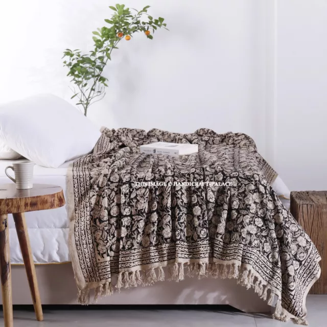 Negro Beige King Size Manta Bohemia Sofá Cama Sofá Algodón Suave Mantas