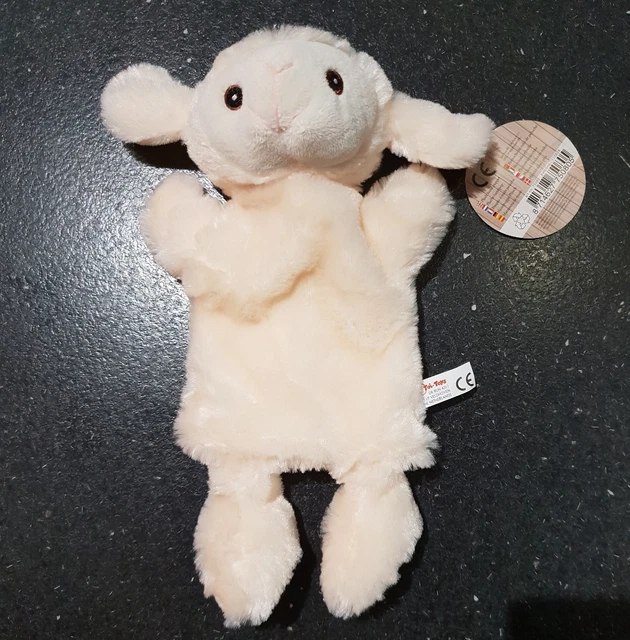 Peluche Doudou Marionnette actionToi Toys Mouton Blanc Beige agneau écru rose
