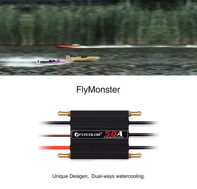 Flycolor Waterproof 50A/90A/120A/150A Brushless ESC 2-6S BEC for Ship RC Boat 2