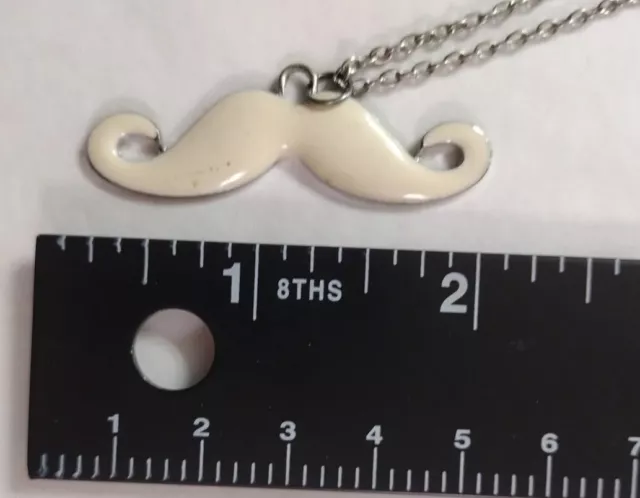 White Mustache Pendant Silver Necklace