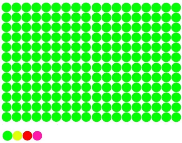 684-1368 Puntos Neón Verde 15mm Círculo Punto Pegatina Inventario Marca