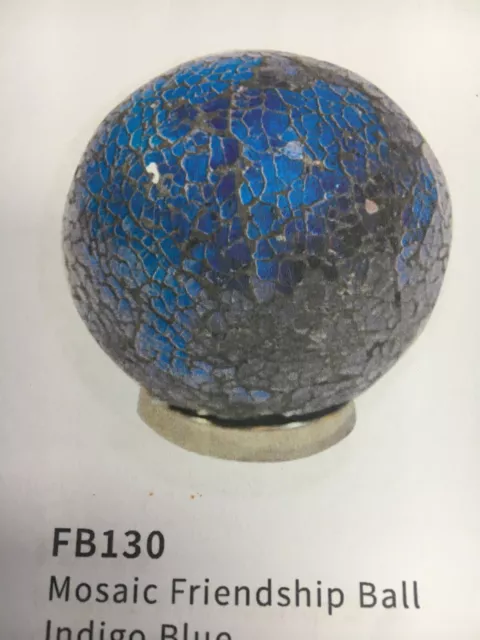 Hand blown Glass Friendship Ball Blue Mosaic  good friend gift  130 BFF