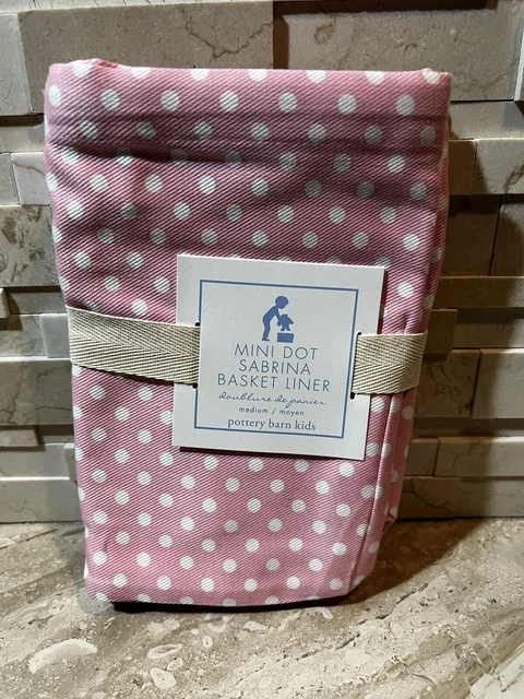 NEW Pottery Barn Kids Sabrina Basket Liner Large Pink White Mini Dot