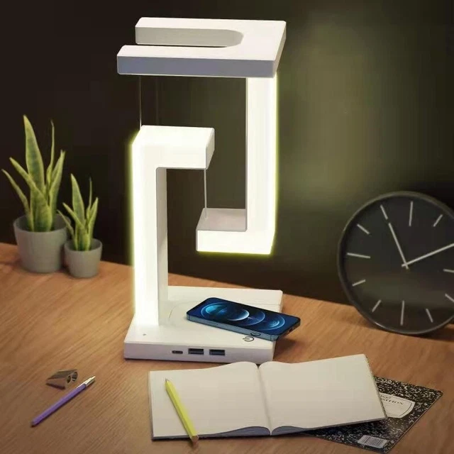 Lampada Abatjour Da Tavolo Comodino Luce Notturna Ricarica Wireless Smartphone