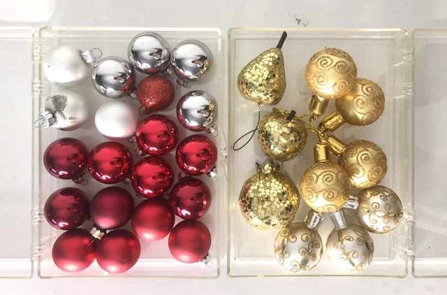Lot De 5 Boules De Noël Vintage Verre - Grappe De Raisins Argenté Kugel