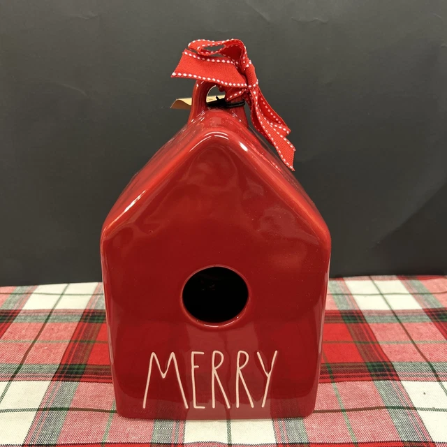 Rae Dunn Artisan Collection by Magenta "MERRY" Square Birdhouse Christmas HTF