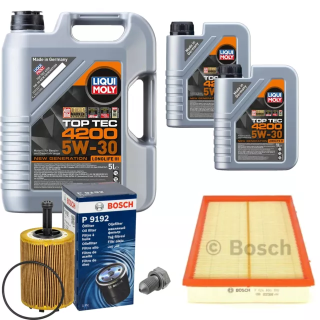 BOSCH Inspection set 7 L LIQUI Top MOLY Tec 4200 5W-30 pour VW Golf V 3.2 R32