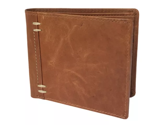 BRAND NEW Men's tan goat leather credit card bifold wallet