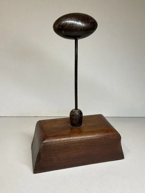 Ancien Maillet En Bois Et Fer – Outil De Coiffeur / Art Populaire – Manche 14,5 Cm