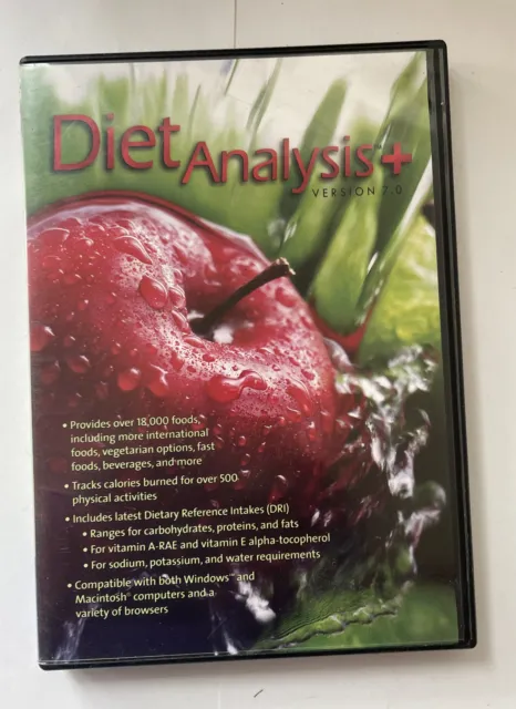 Diet Analysis Plus 7. 1 Windows/Mac CD-ROM by Wadsworth, Untested