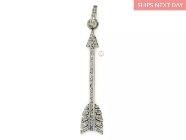 Pave Diamond Pendant Handmade Pendant 925 Sterling Silver Arrow Pendant Gift