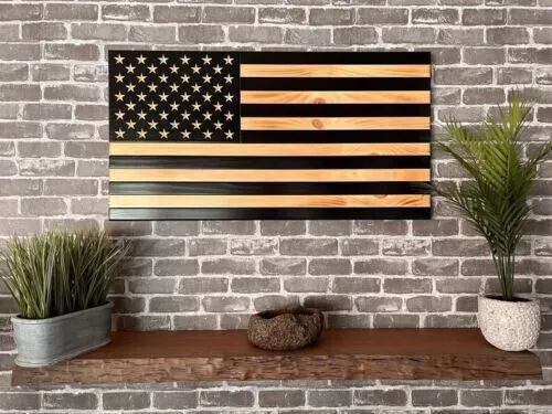 Sutil Americano Madera Bandera,Rústico Bandera Americana Patriótico Decoración