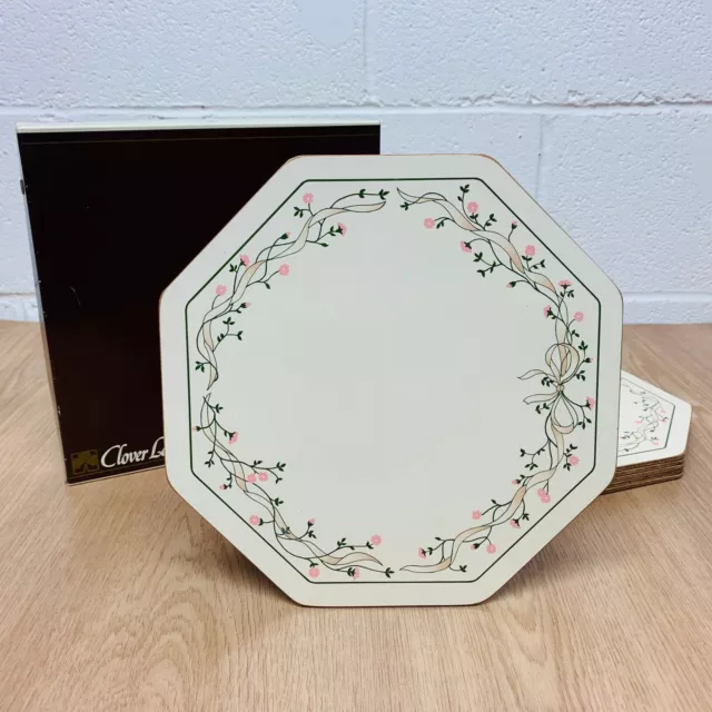 Vintage Cloverleaf Eternal Beau Octagonal Placemats Set of 6 Boxed Original Rare