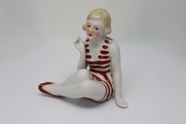 Figurilla Bañista Sexy Art Deco-alemán Estilo Art Nouveau Estilo Porcelana