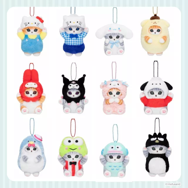 mofusand × Sanrio Characters Plush Mascot Key Chain Hello Kitty My Melod Keroppi