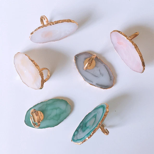 Stand Unique Pigment Jade Stone Adjustable Eyelash Extension Glue Rings