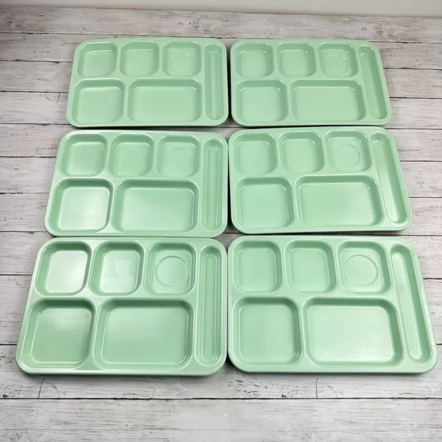 Carlisle Set 6 Melmaine Cafeteria Lunch Food Tray Plate 6 Compartments Green