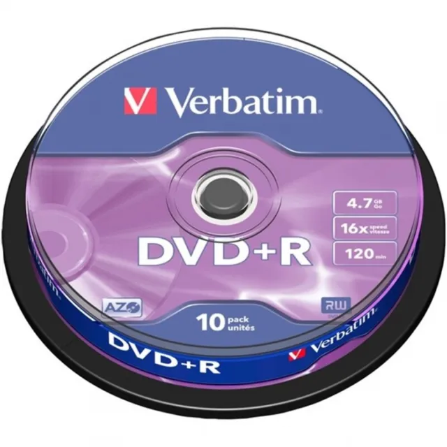 Tarrina 10 Discos Verbatim Dvd+R 4.7Gb 16X Pack 43498 Bobina Lote Unidades