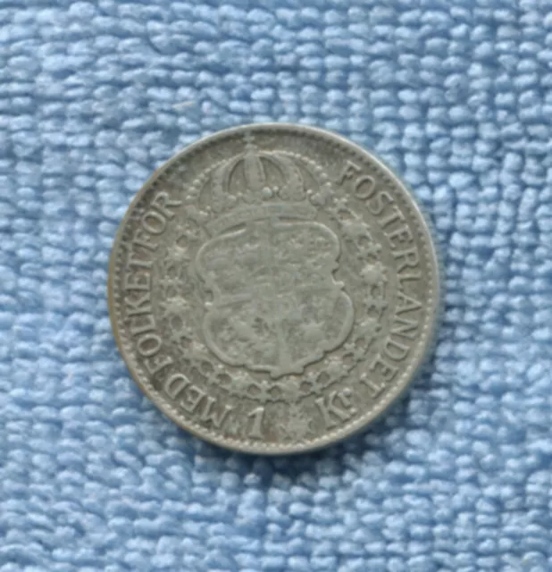 1940 Sweden 1 Krona King Gustaf V Silver Coin  B-194