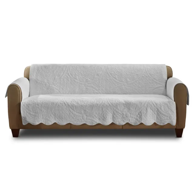 SureFit Heirloom Quilted Cotton Furniture Cover with Scallop Edge, Sofa Cover...