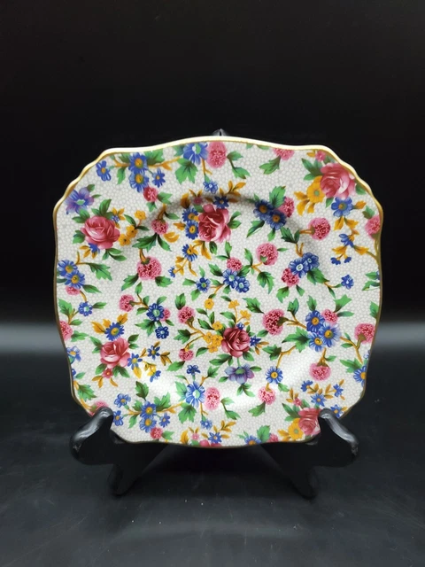 Royal Winton 1995 Old Cottage Chintz Square Bread Plate