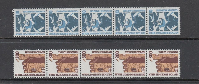 Berlin Rollenmarken Mi-Nr. 798 R - 799 R als 5er Streifen ** postfrisch