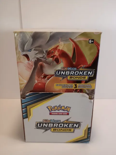 Pokemon Sun & Moon Unbroken Bonds 3 Card Booster Pack Gravity Feed Empty Display
