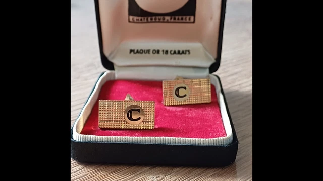 Boutons De Manchette Anciens Chatenoud-France – Plaqué Or 18K – Avec écrin D'origine – Occasion Vintage