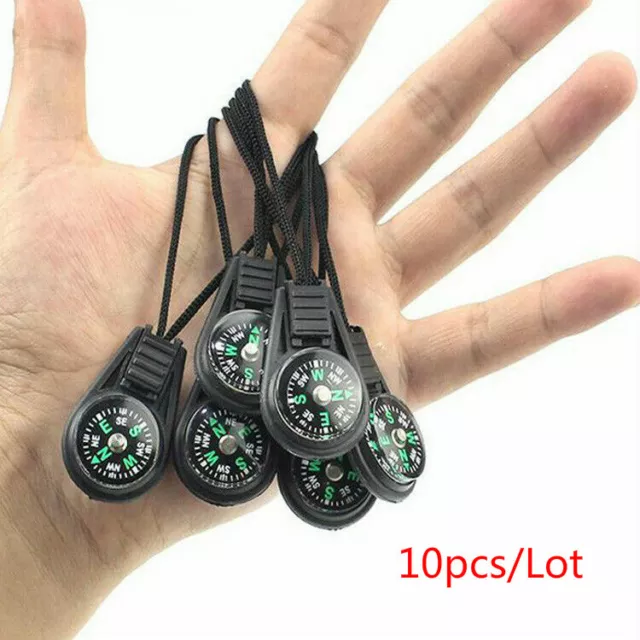 10pcs Porte-clés Mini Pocket Compass Navigator Pour En Plein Air Randonnée Utile