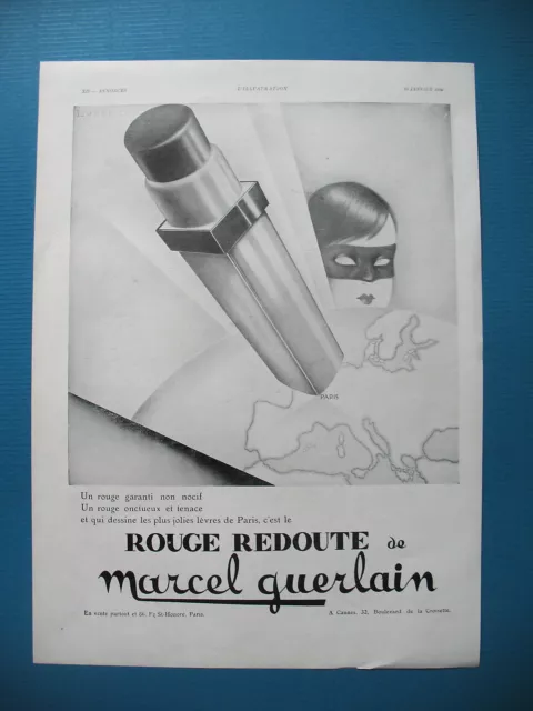 Publicite De Presse Guerlain Rouge A Levres Paris Illustration Lorenzi Ad 1929