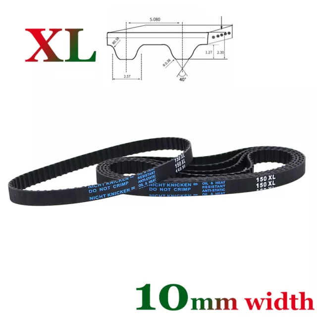 XL Width 10mm Rubber Timing Belt Synchronous Closed Loop Perimeter 152-2997mm