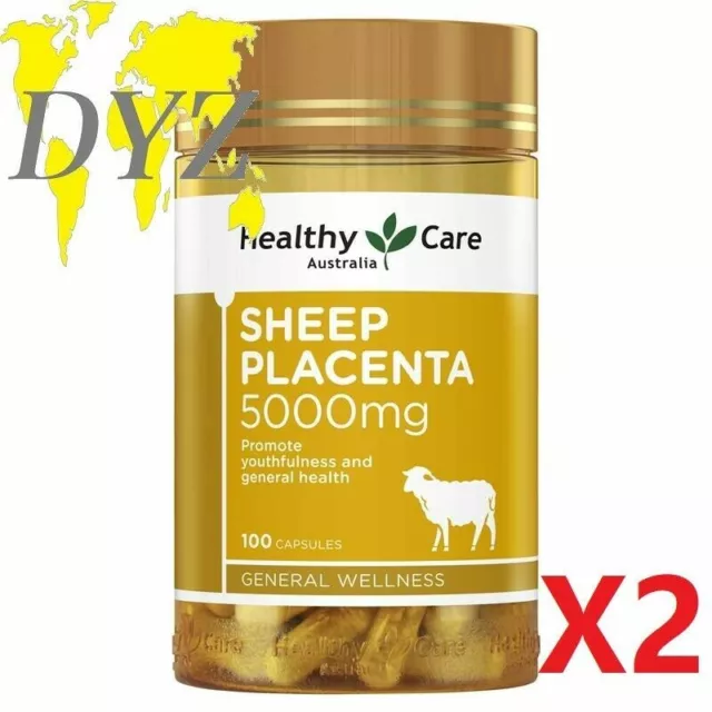 Placenta de mouton Healthy Care 5000 mg (100 gélules) [X2]