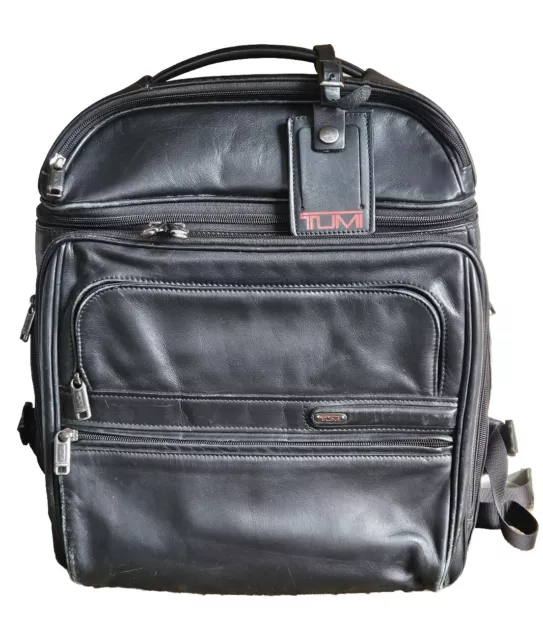 TUMI Leather BriefPack Backpack Alpha Bravo Laptop - Black Pre-owned