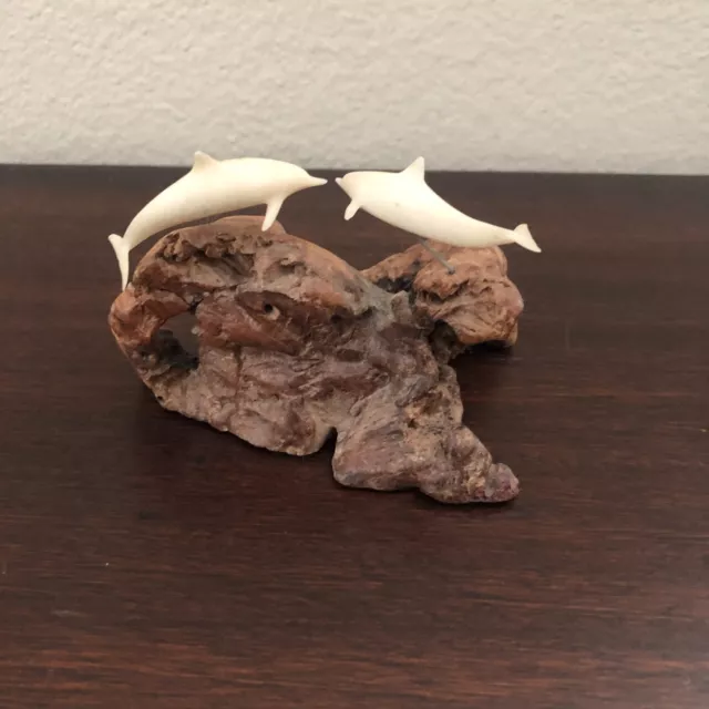 John Perry Dolphin Sculpture Petrified Wood
