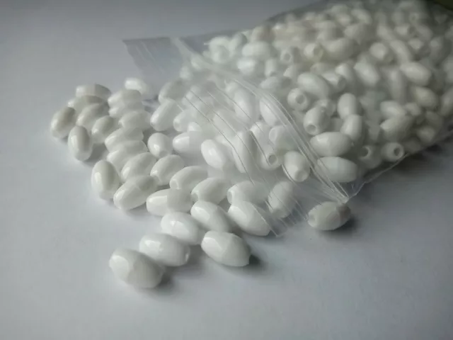 400pcs White Oat Craft Beads Spacer 10x6mm 4mm Hole