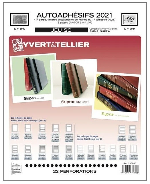 Jeu Yvert et Tellier France Autoadhésifs SC 1er semestre 2021